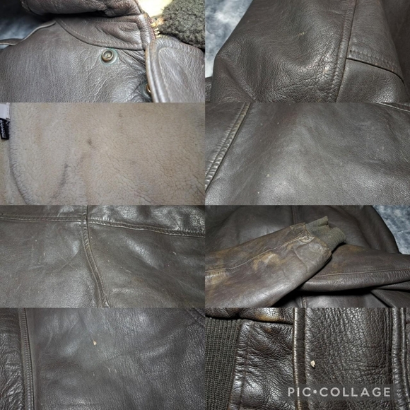 Vintage L.L. Bean Leather Bomber Jacket Size Large Brown Sherpa Lined Made in US - Picture 5 of 7